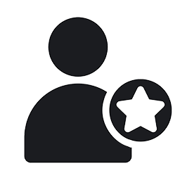 Icon showing a person and a star 