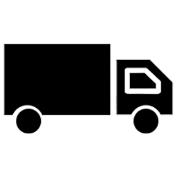 Black shipping truck icon