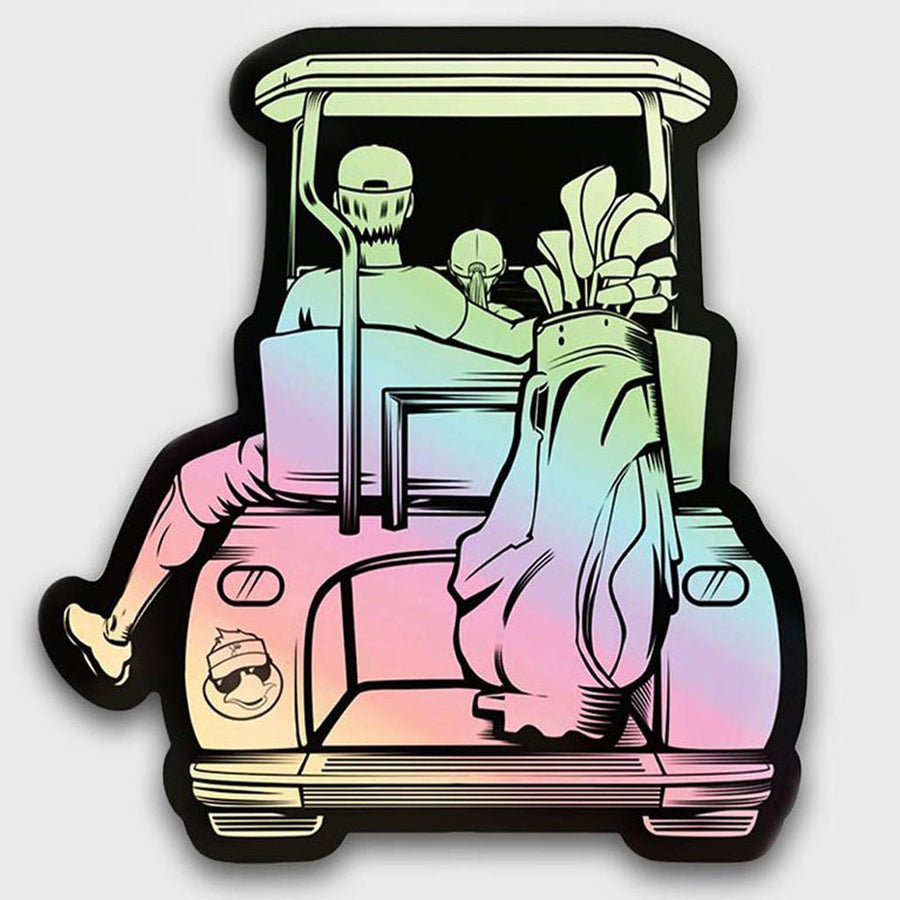 Dad & Daughter Golf Cart Holographic Sticker.