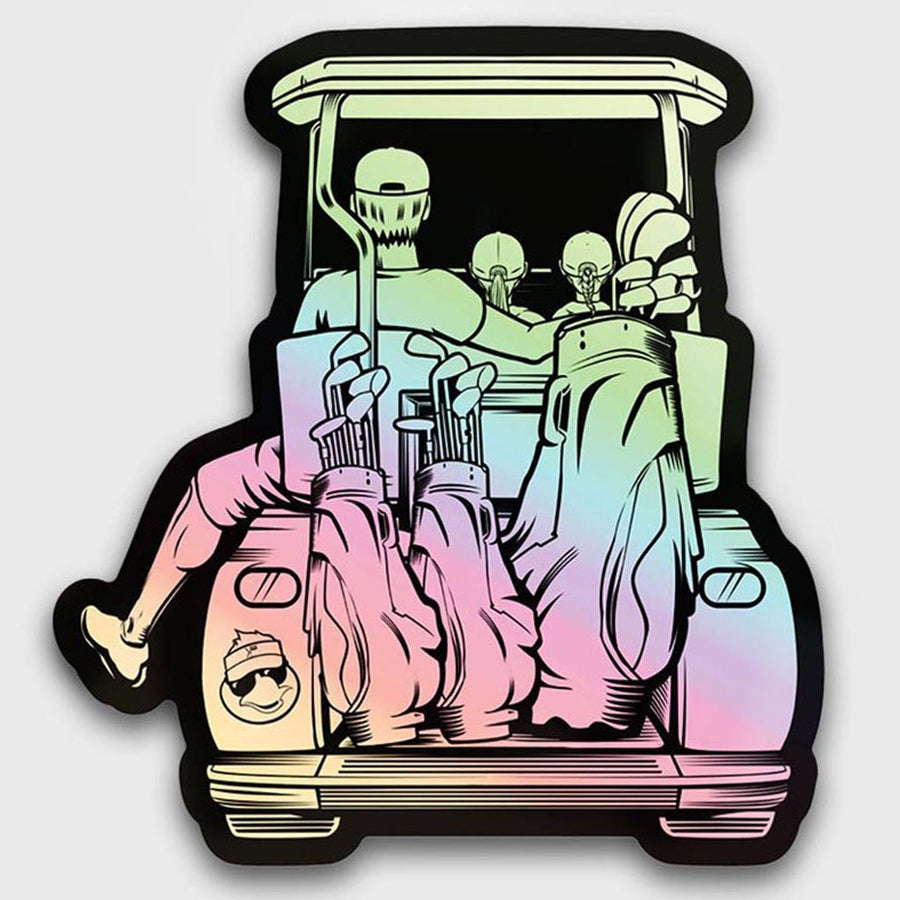 Dad & Daughters Golf Cart Holographic Sticker.