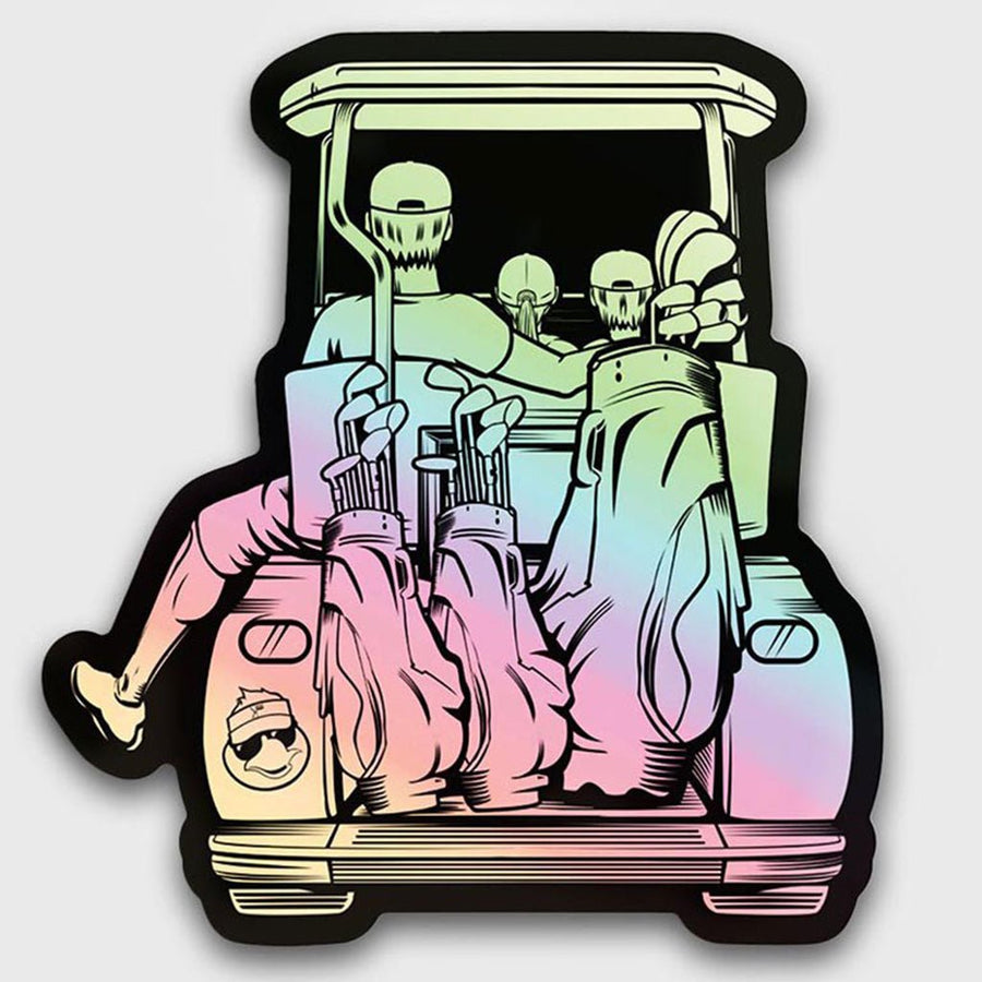 Dad & Kids Golf Cart Holographic Sticker.