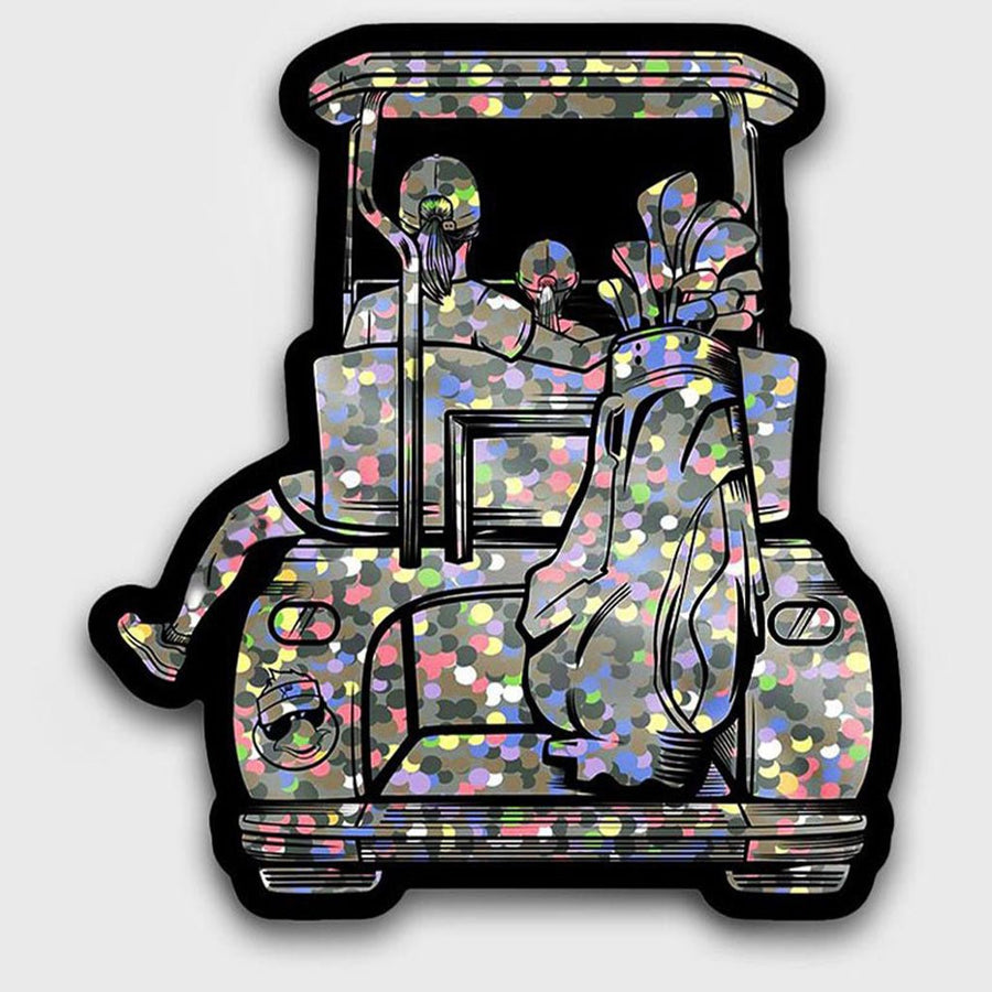 Mom & Daughter Golf Cart Glitter Sticker.