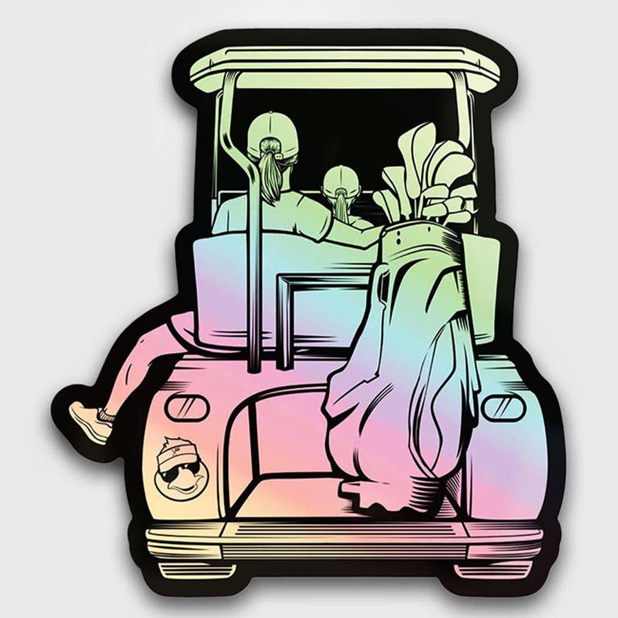 Mom & Daughter Golf Cart Holographic Sticker.